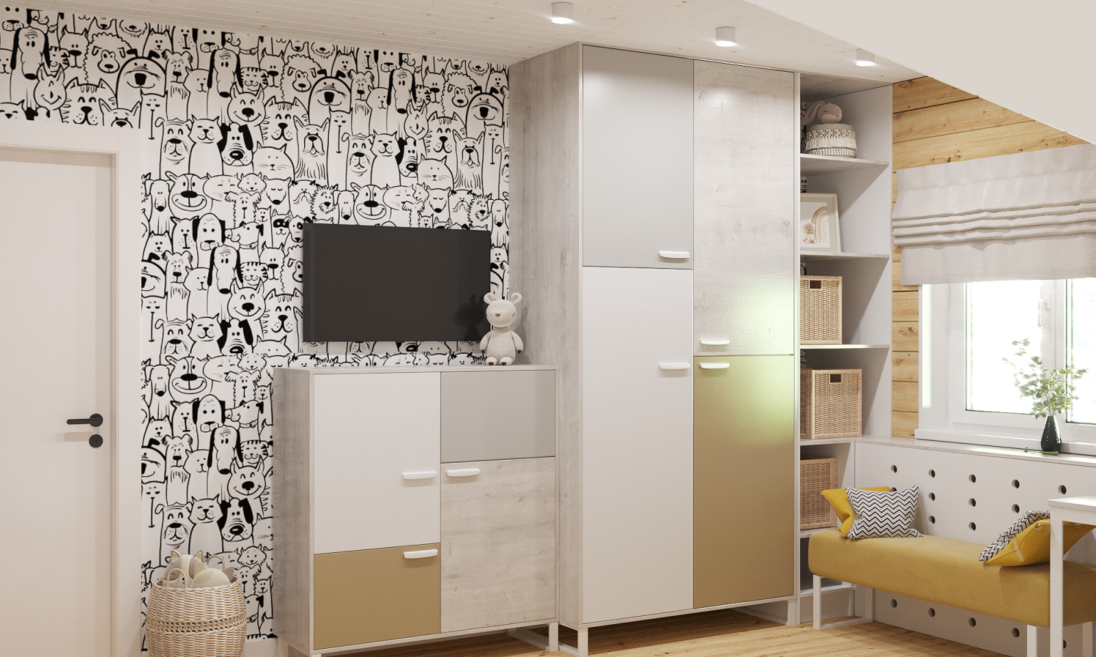 Дизайн 2го этажа в доме из бруса