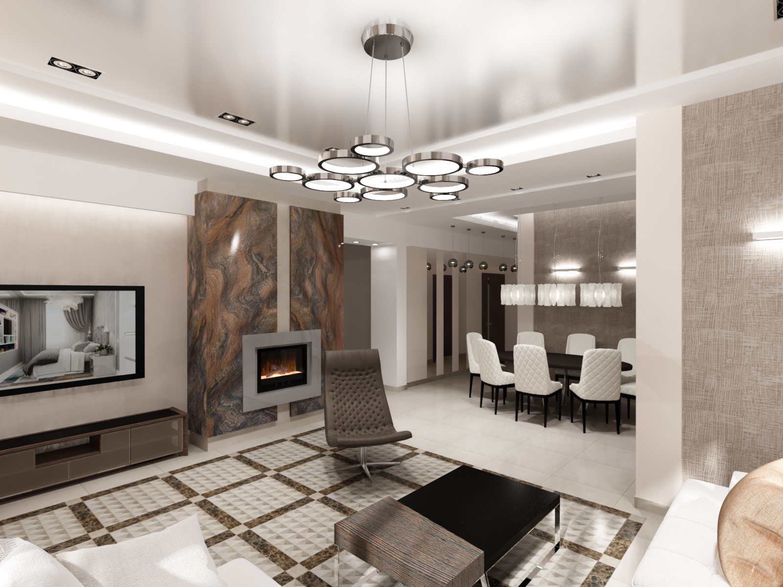 Дизайн-проект интерьеров коттеджа в ср\овременном стиле