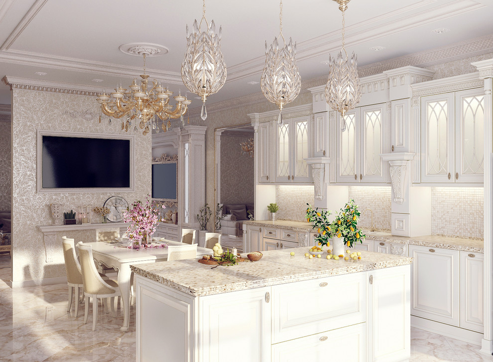 Гостиная с кухней в стиле классицизм