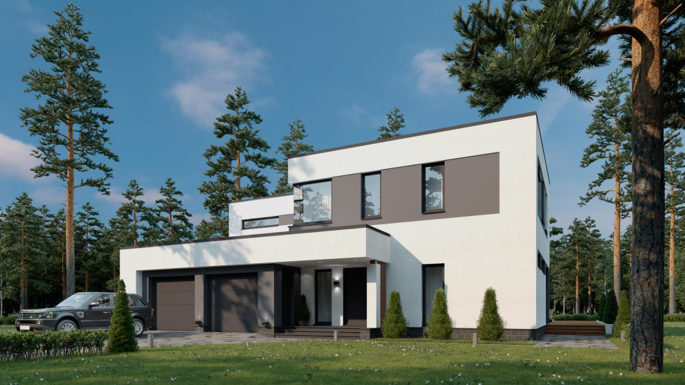 Обложка проекта: Дом с плоской кровлей в современном стиле