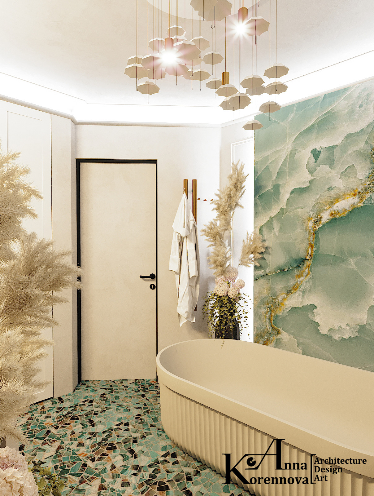 Ванная комната с молдингами