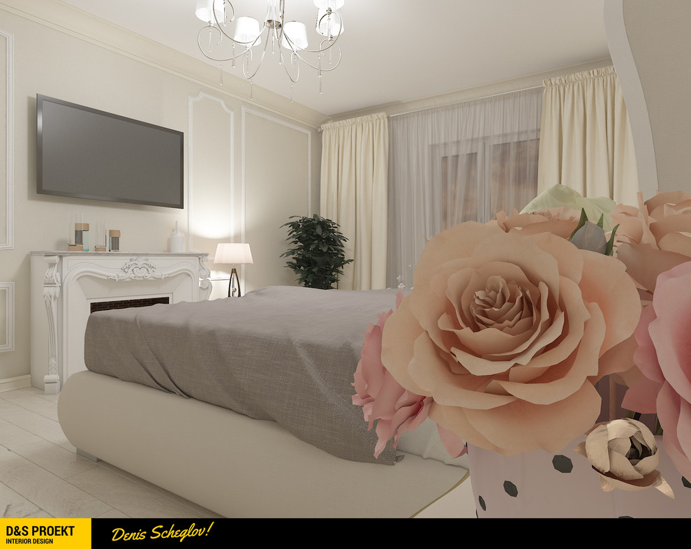 Дизайн-проект спальни в классическом стиле для молодой семьи.