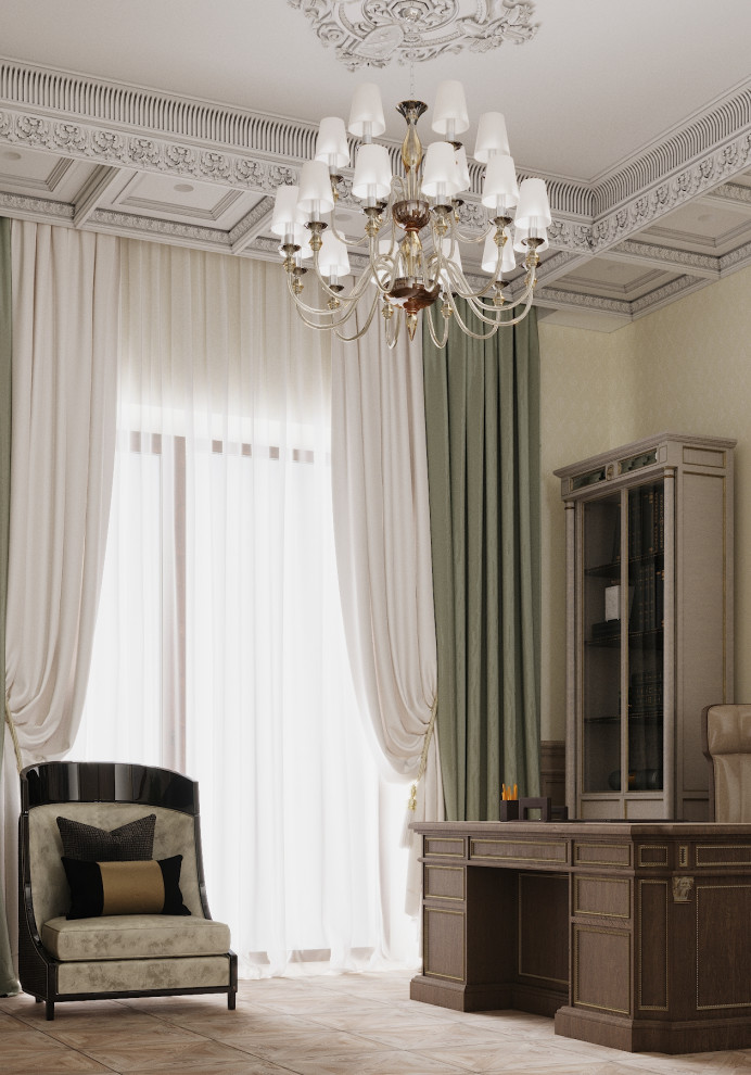 Кабинет  в доме в классическом стиле.