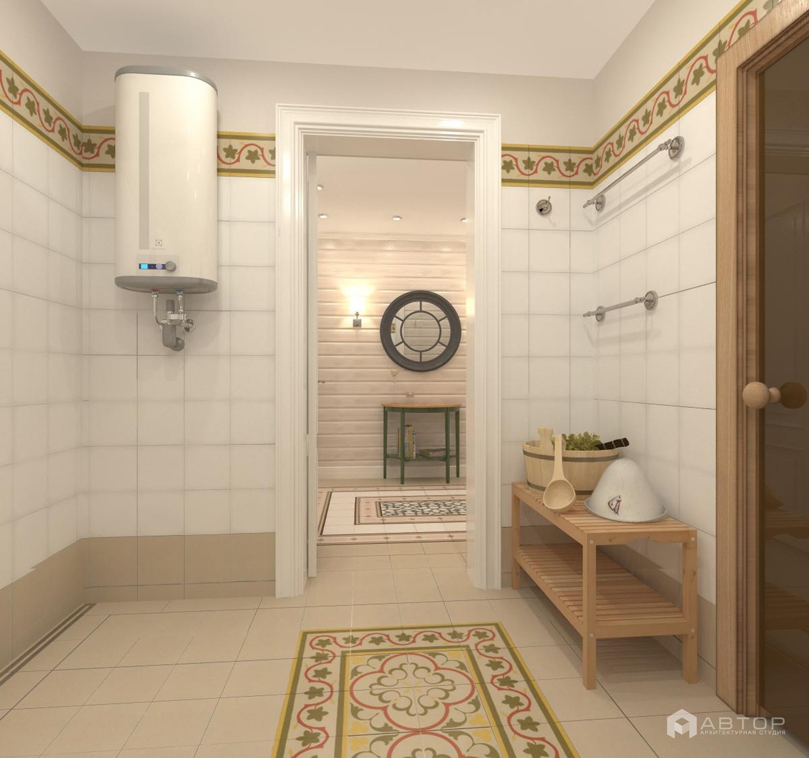 Одноэтажный загородный дом с баней