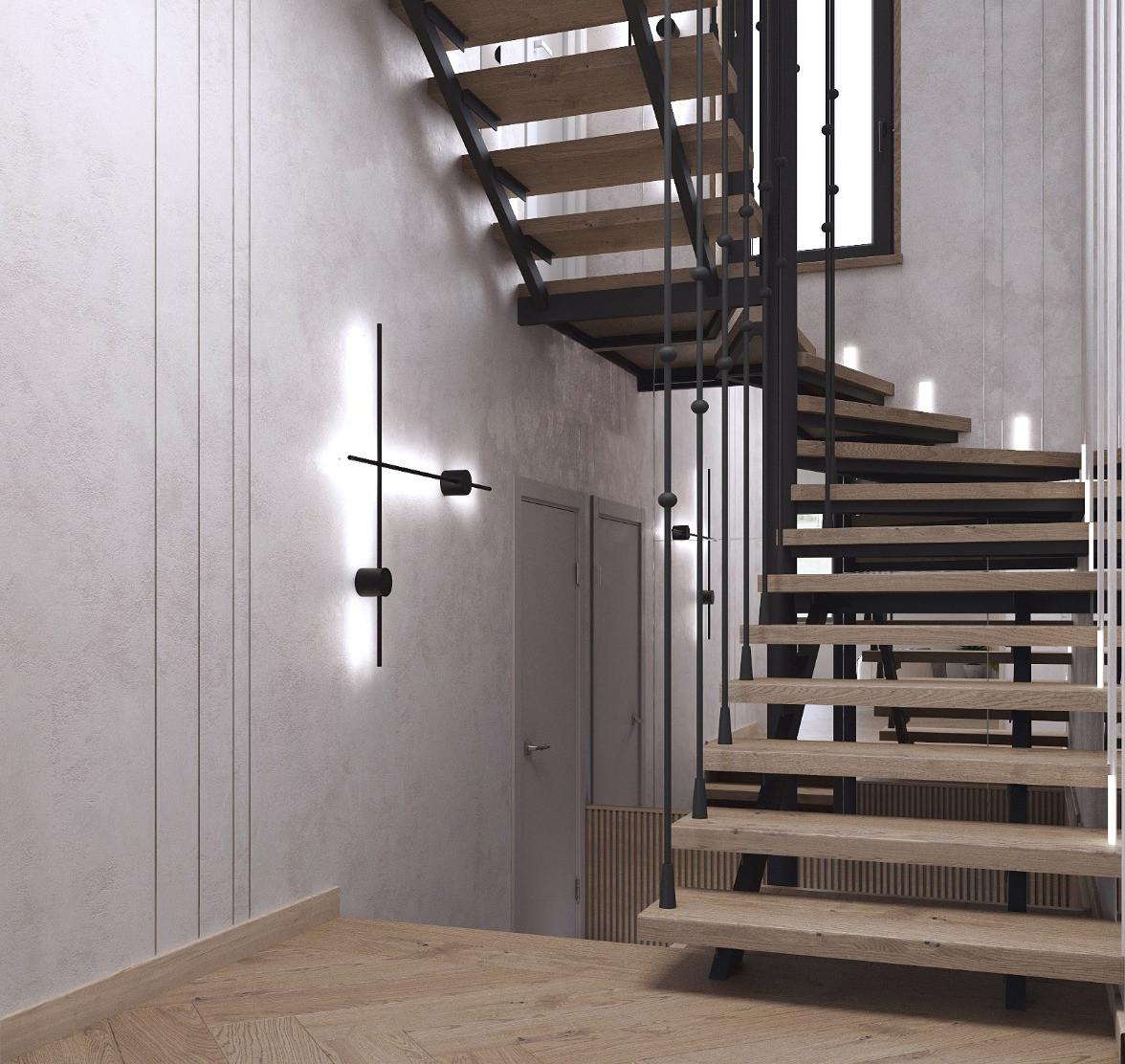 Интерьер первого этажа частного дома