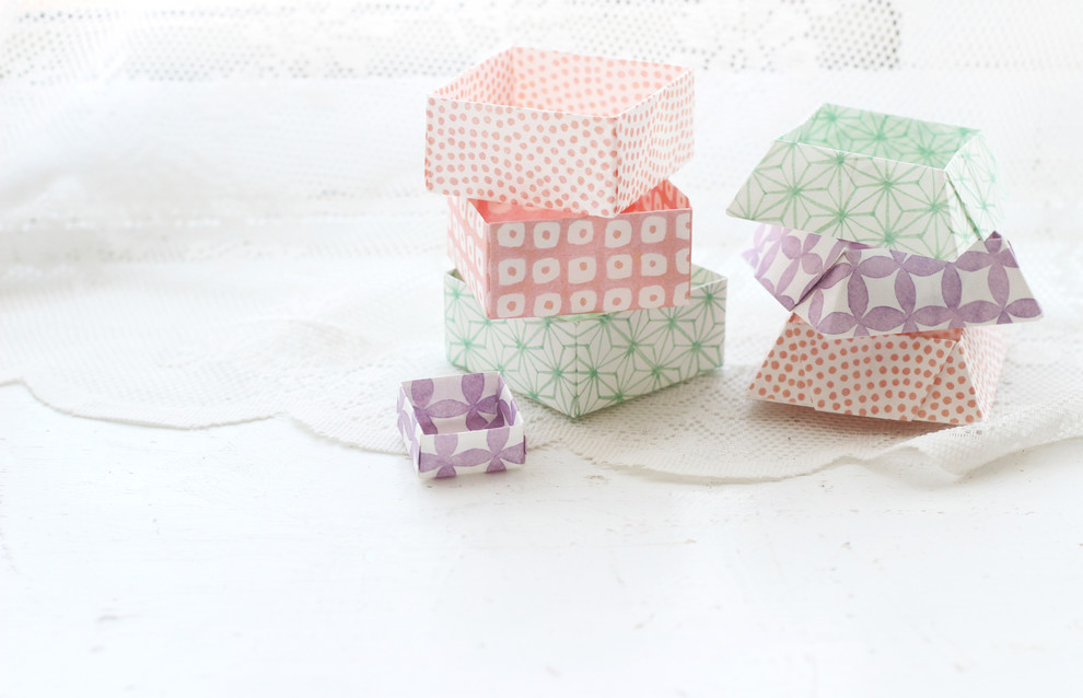 Своими руками: Коробочки оригами из цветной бумаги