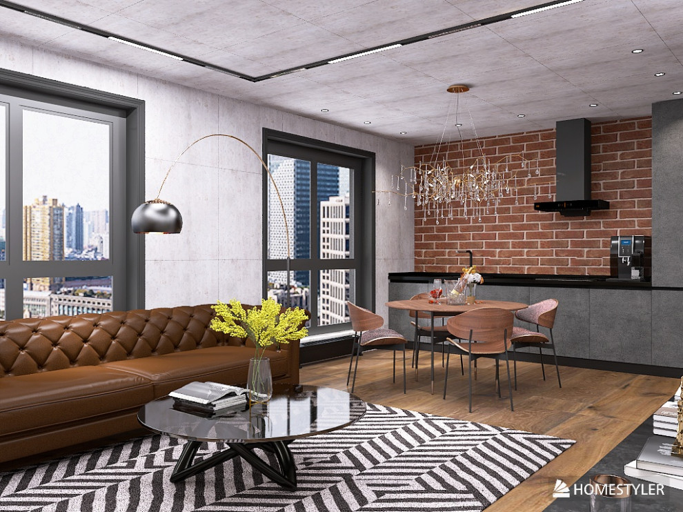 Кухня-гостиная в стиле гранж