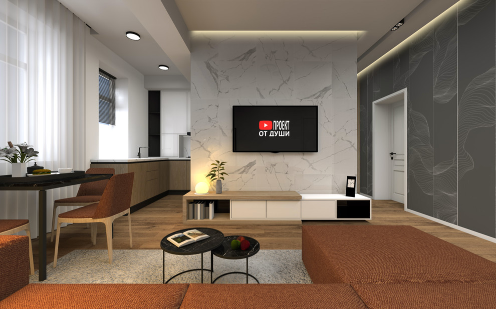 кухня-гостиная в стиле минимализм