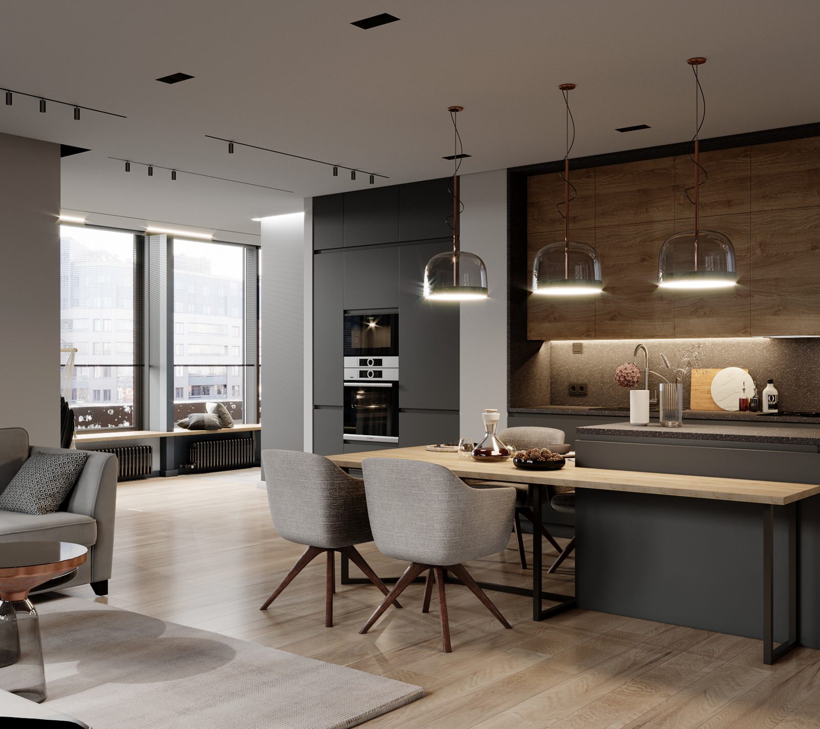 Дизайн кухни-гостиной