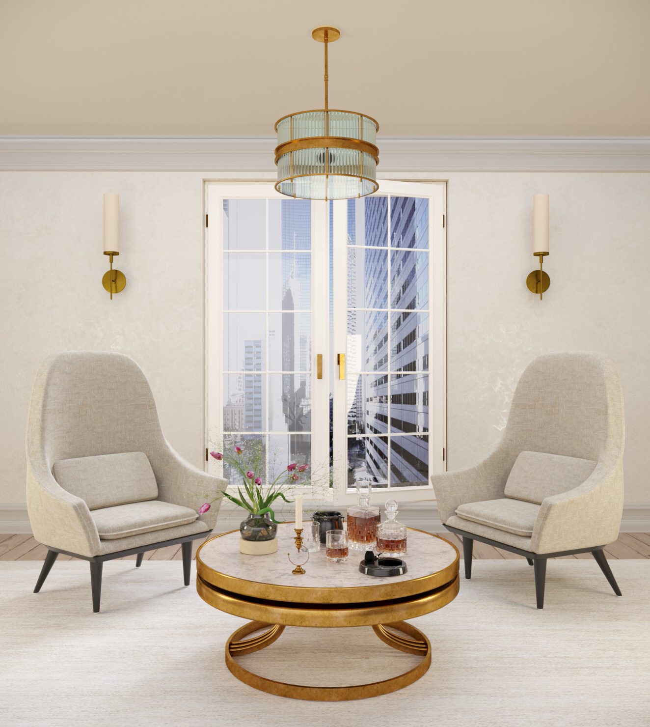 Обложка проекта: Визуализация группы стол и стульев.