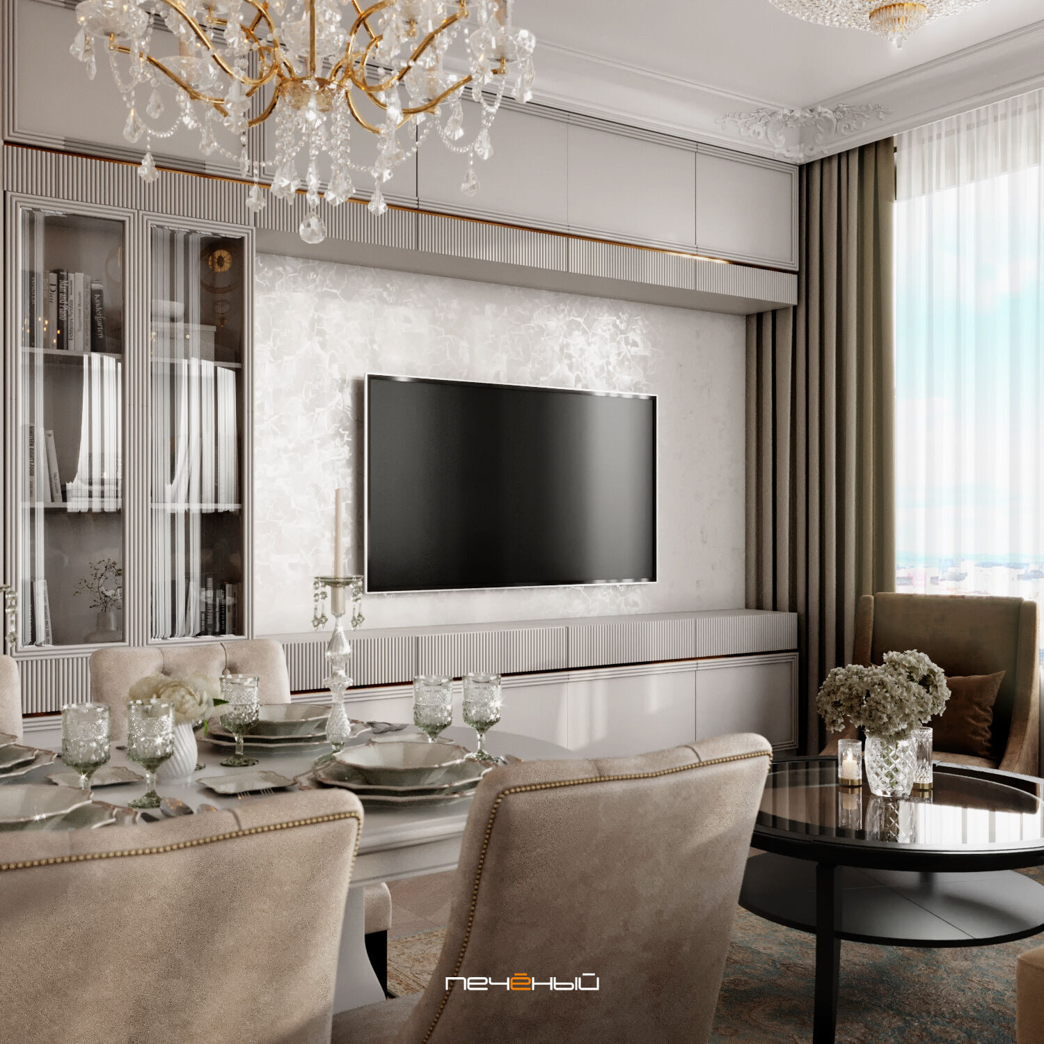 2025 Дизайн 3-комнатной квартиры 90 м² в классическом стиле, Москва, ЖК Остров