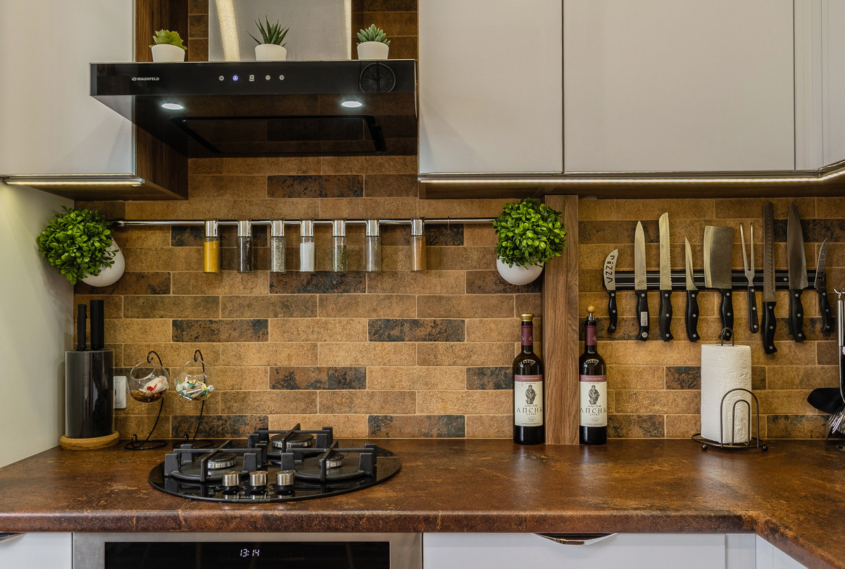 Кухня в современном стиле с элементами лофта