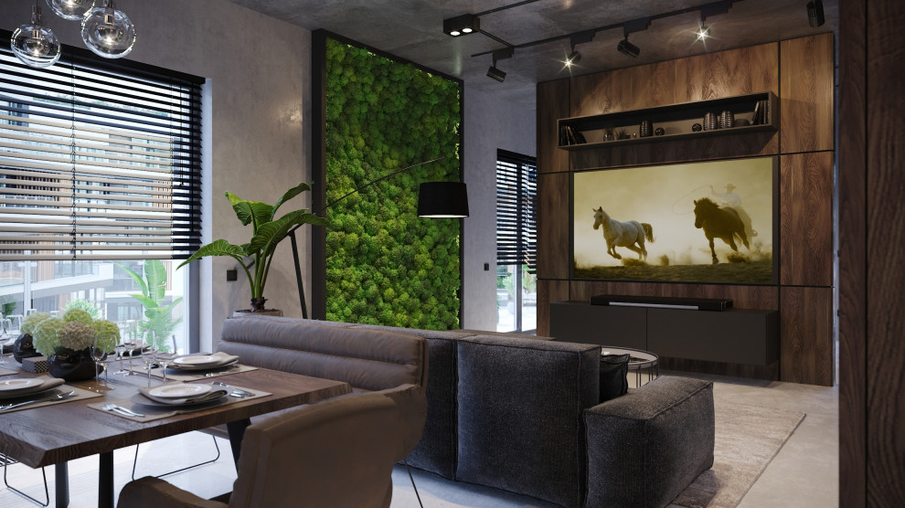 Интерьер квартиры в индустриальном стиле для холостяка