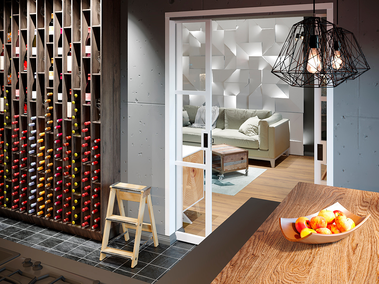 Визуализация кухни-гостиной