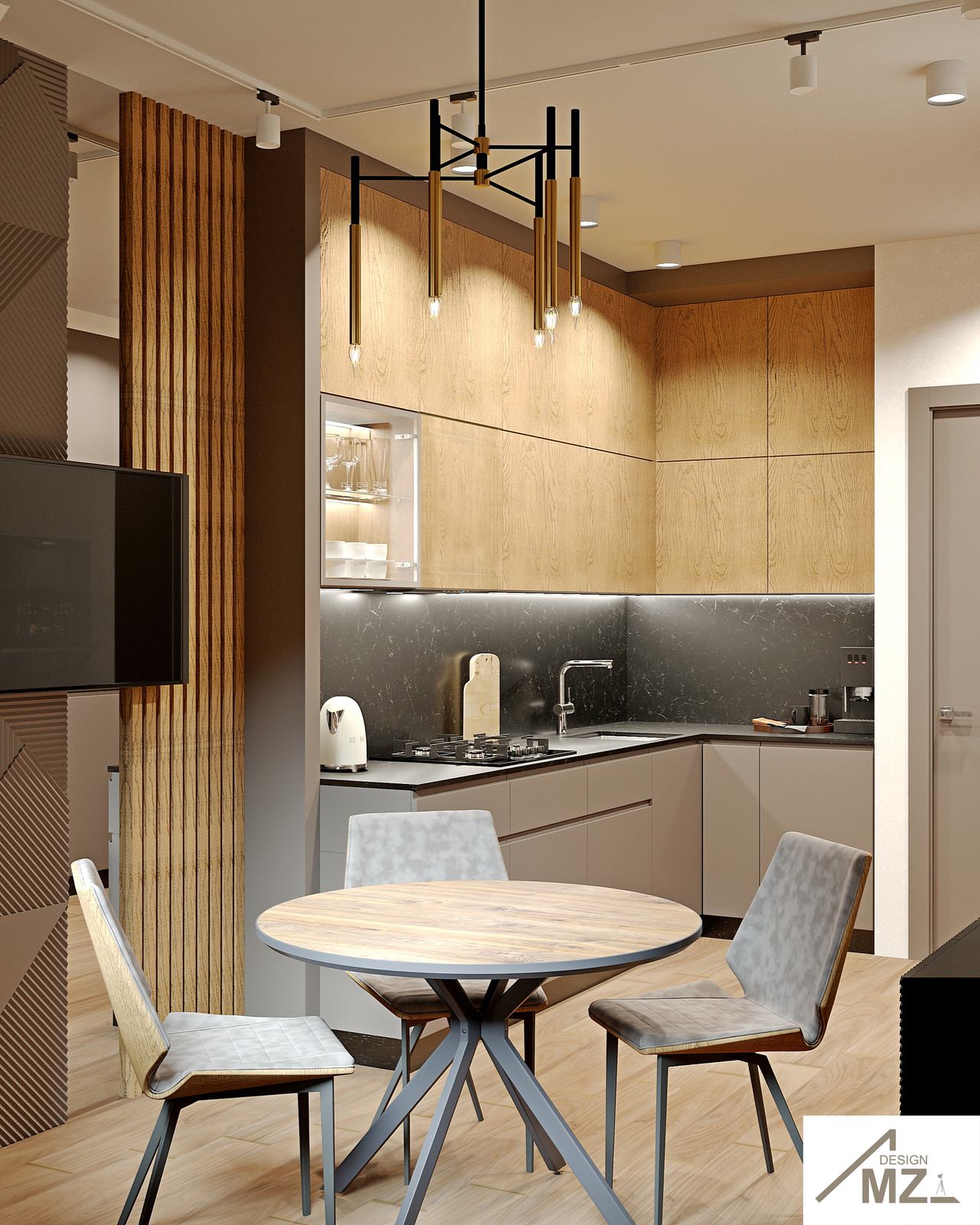 Кухня 12 м2. Минимализм с элементами лофта.