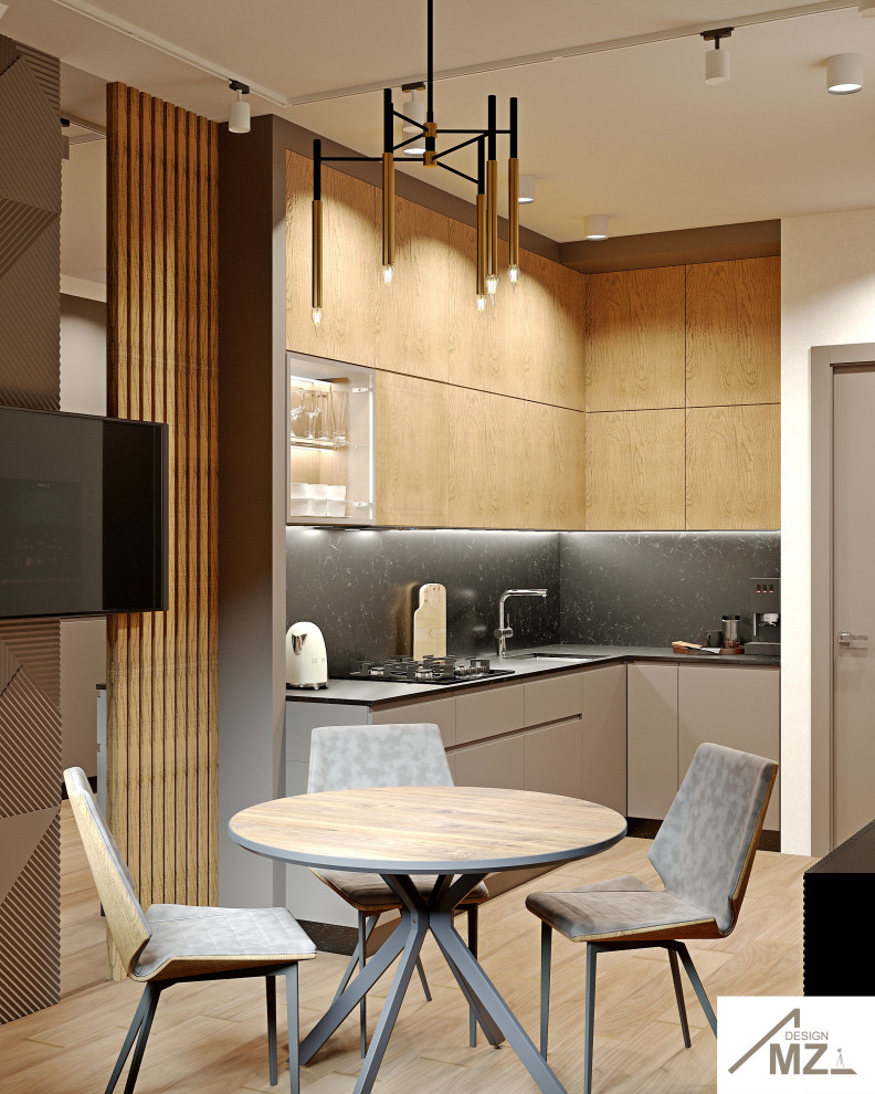 Кухня 12 м2. Минимализм с элементами лофта.