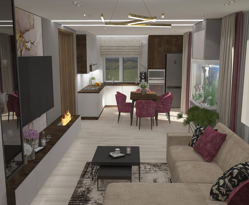 Обложка проекта: Кухня - гостиная (31,3 кв.м)  в частном доме