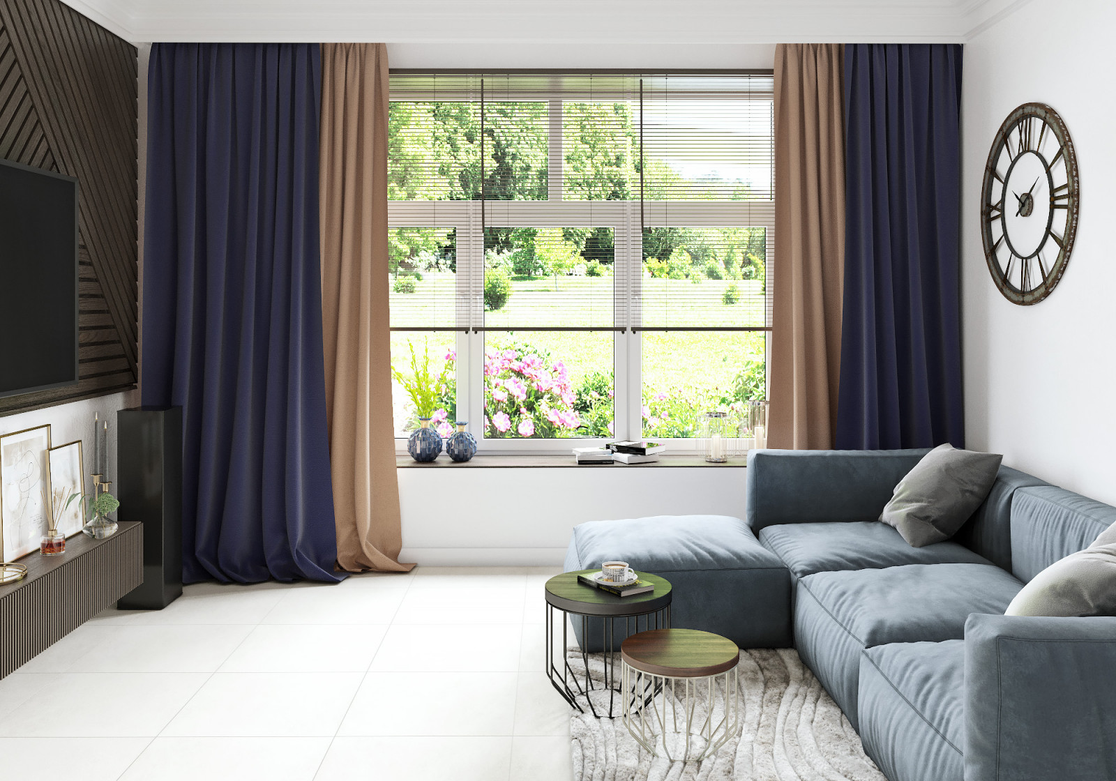 Просторная светлая кухня-гостиная 54м2 для молодой пары