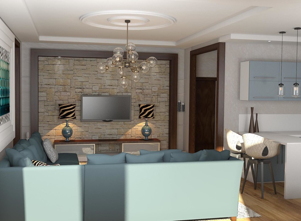 Студия с бирюзовым диваном