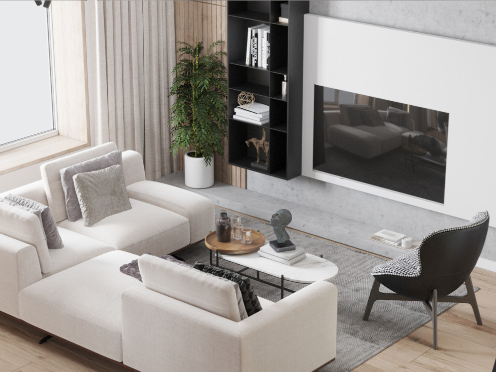 Гостиная, совмещенная с кухней