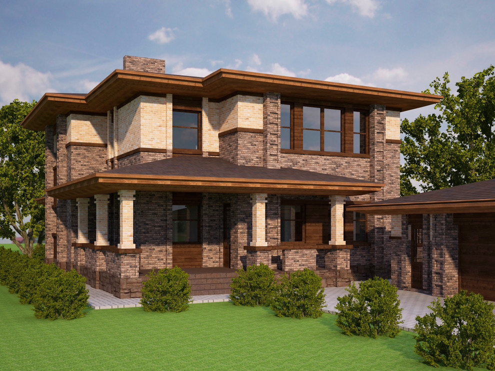 Обложка проекта: Жилой дом в стиле Френка Ллойда Райта