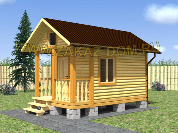 Обложка проекта: Баня из профилированного бруса (3х5 м) - Проект № Б-7