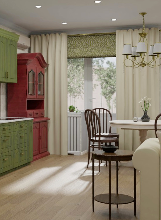 Оливковая кухня-гостиная