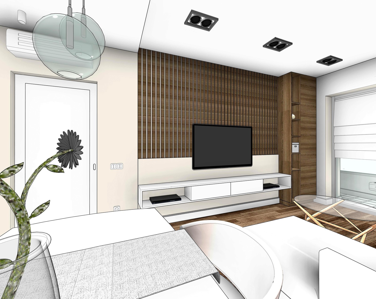 Квартира в новостройке для молодой семьи (дизайн в графике)