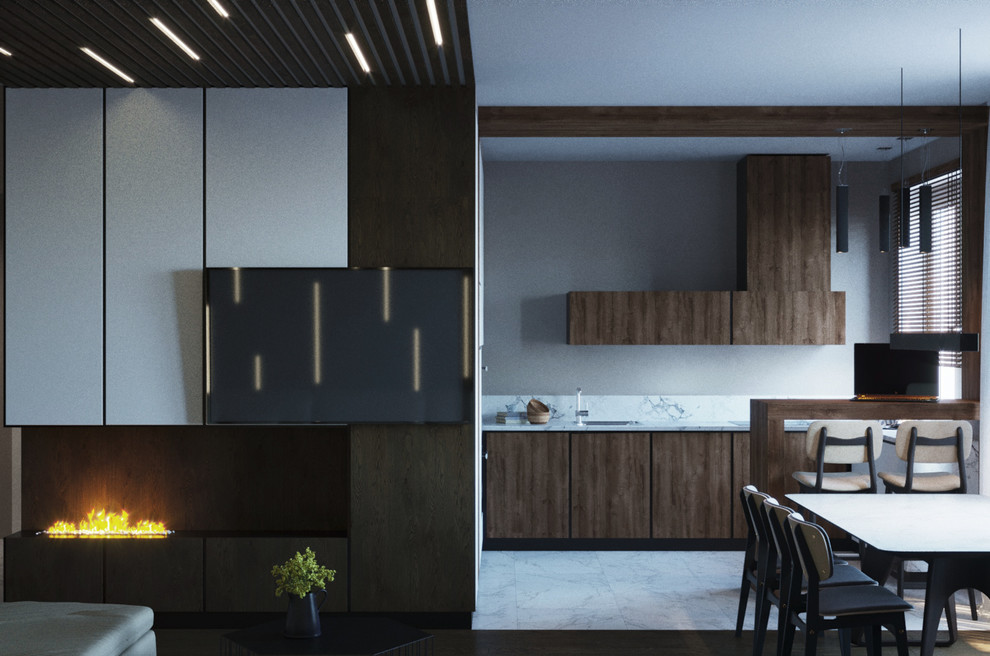 Кухня-гостиная по дизайн-проекту ЖК "Солнечный олимп", Воронеж