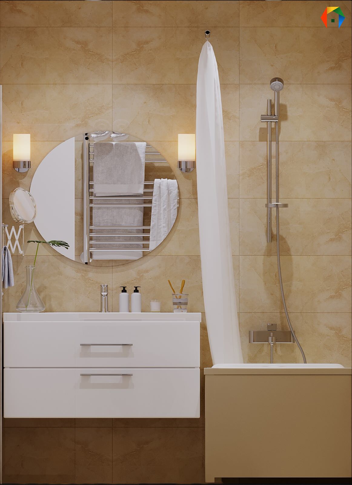 Дизайн трешки в песочных тонах