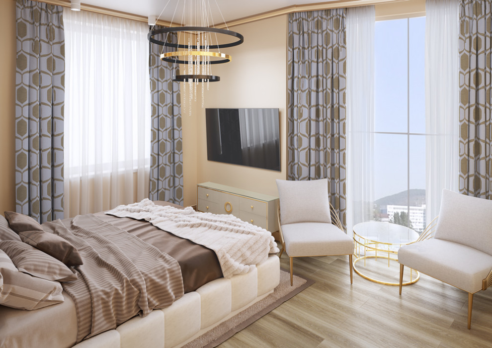 Обложка проекта: Визуализация спальни с панорамным окном