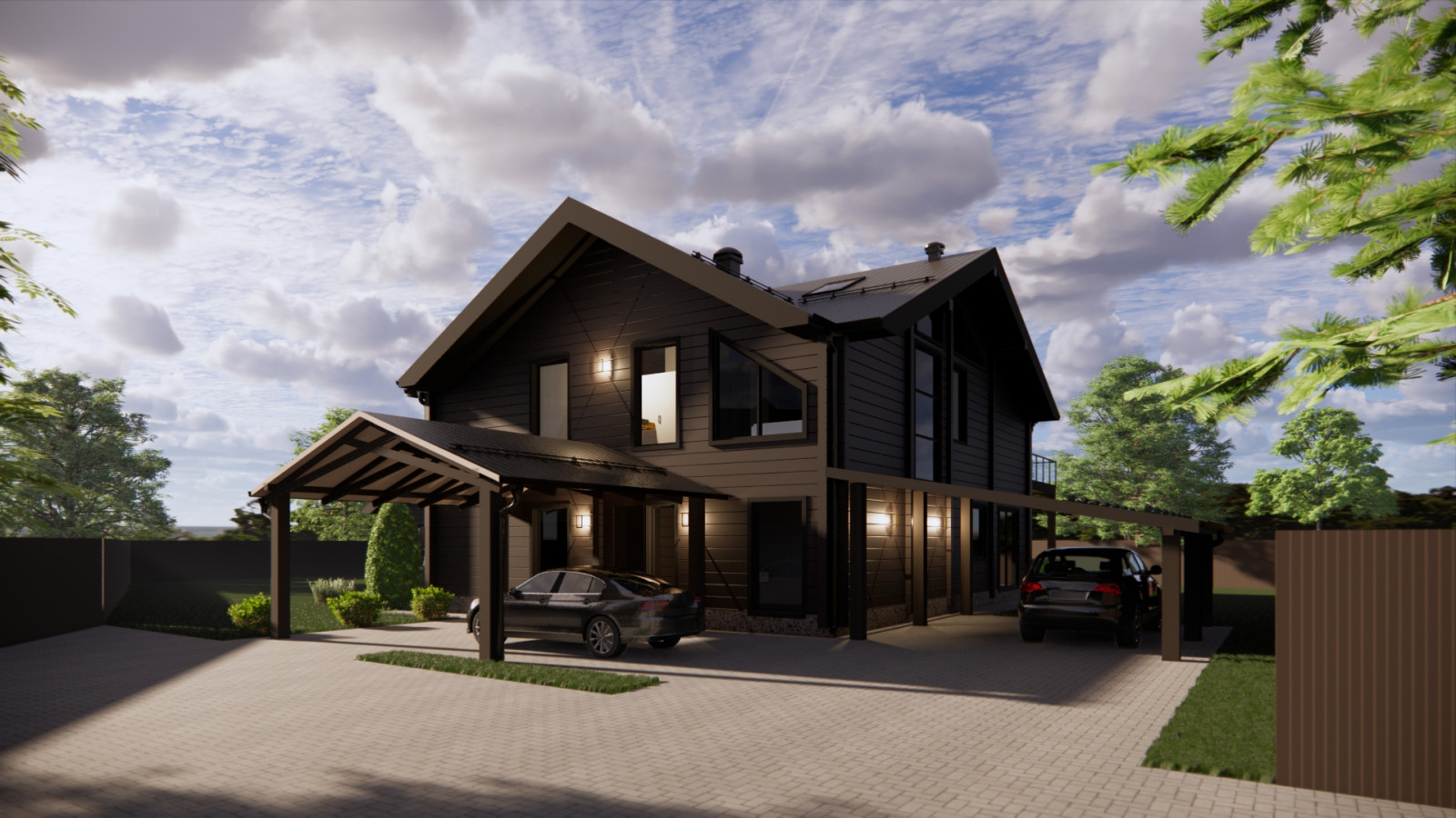 Двухэтажный дом из клееного бруса