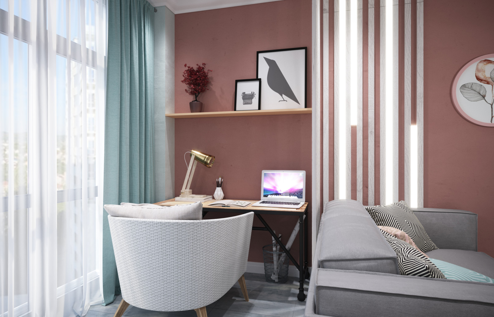 Нежный персик с морской волной