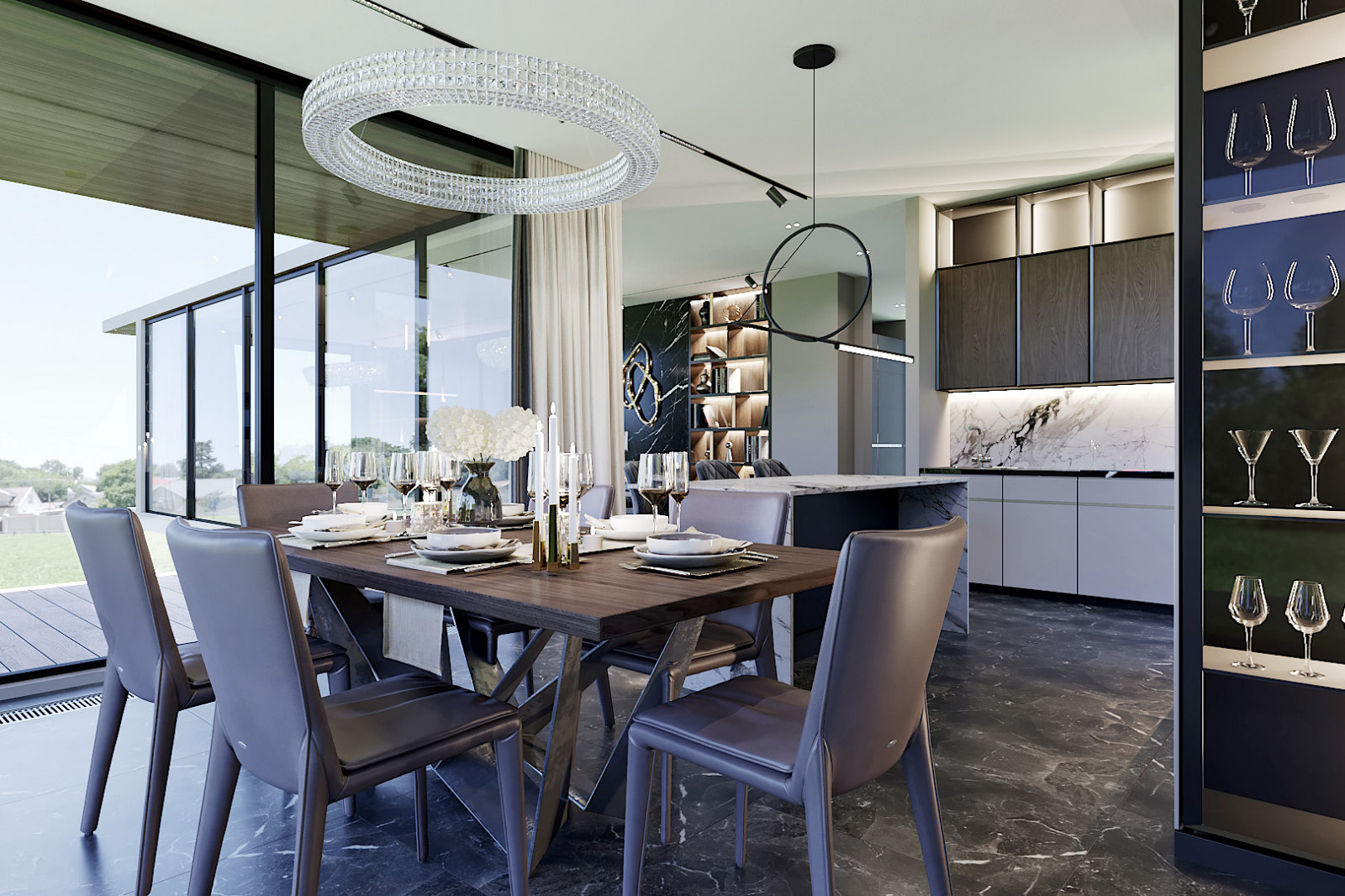 Интерьер столовой в загородном доме. Подмосковье