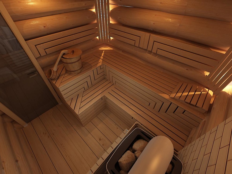 Проект, интерьер бани из бревна