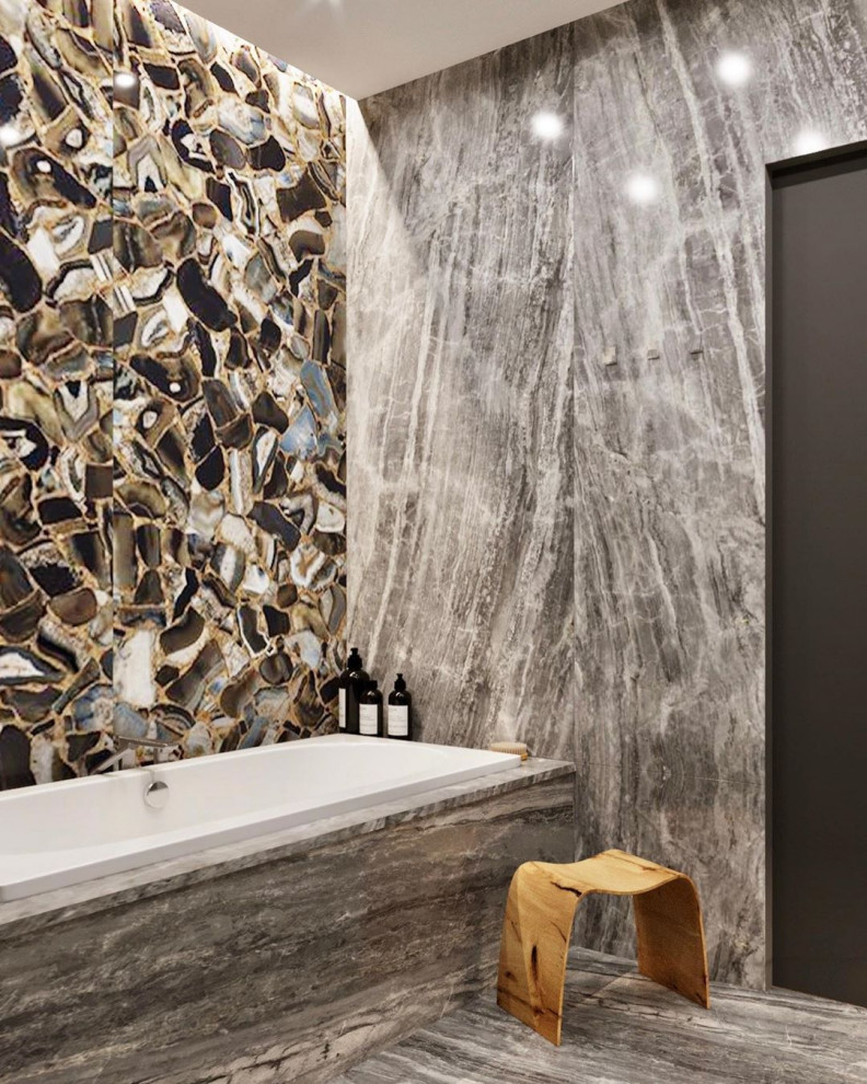 Дизайн-проект ванной команты в современном стиле в ЖК ‘Небесный’