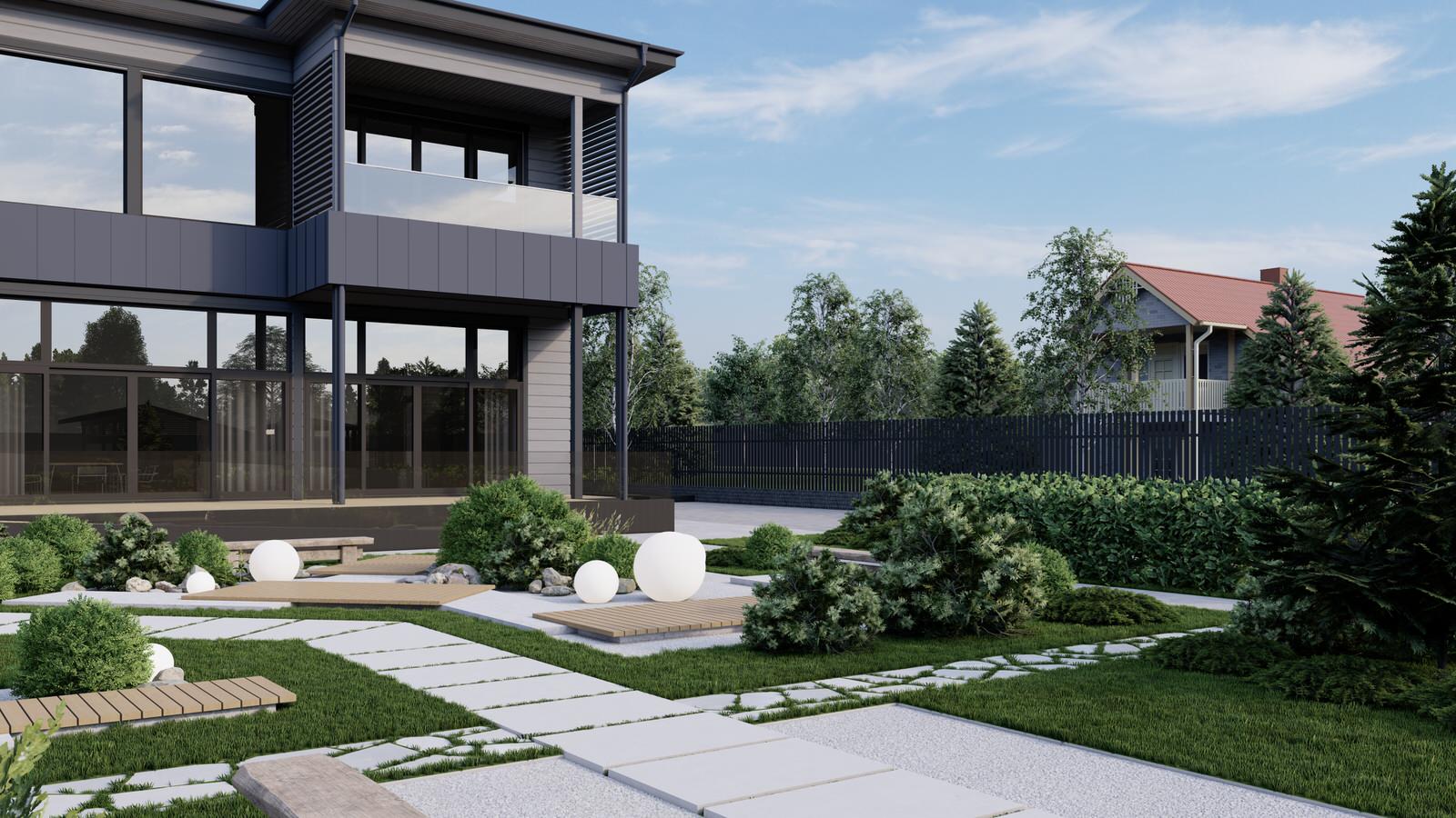 Концепция экстерьера и ландшафта загородного дома