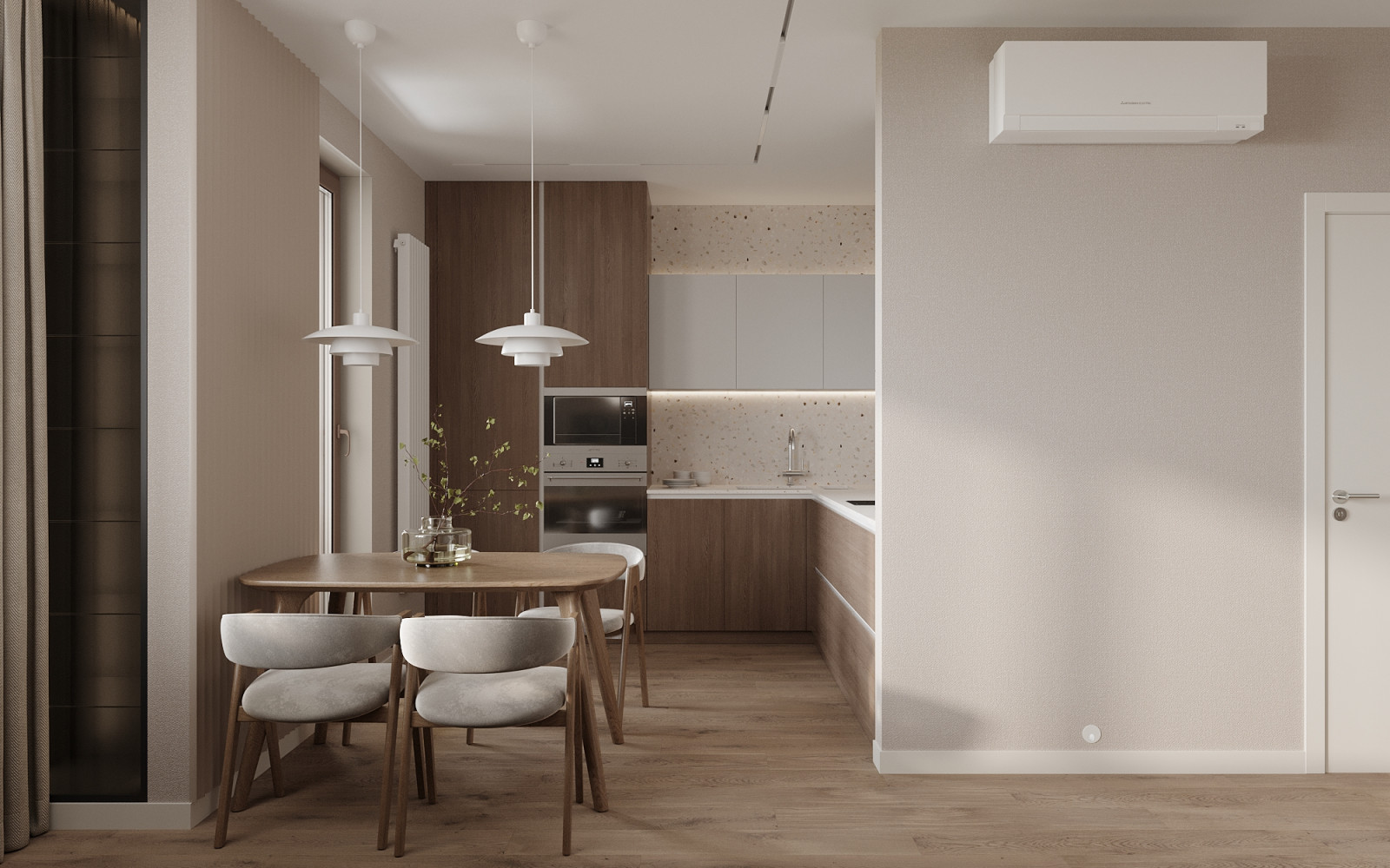 ЖК «Ultra City», квартира в стиле современный минимализм в теплой светлой гамме