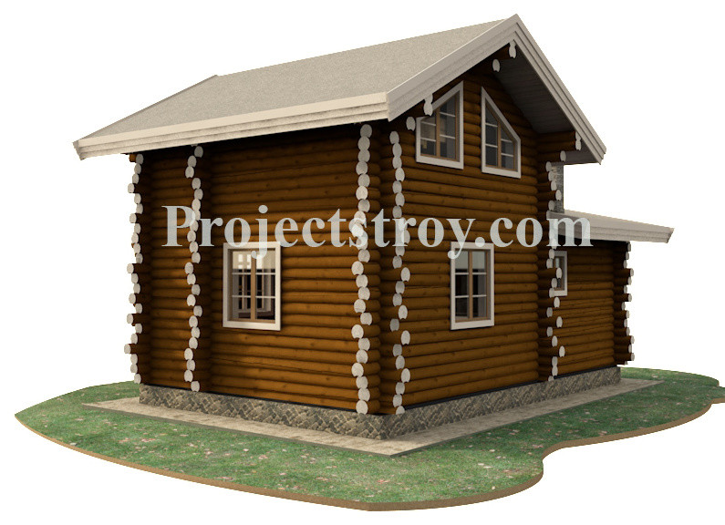 Проект бани из оцилиндрованного бревна под дикий сруб