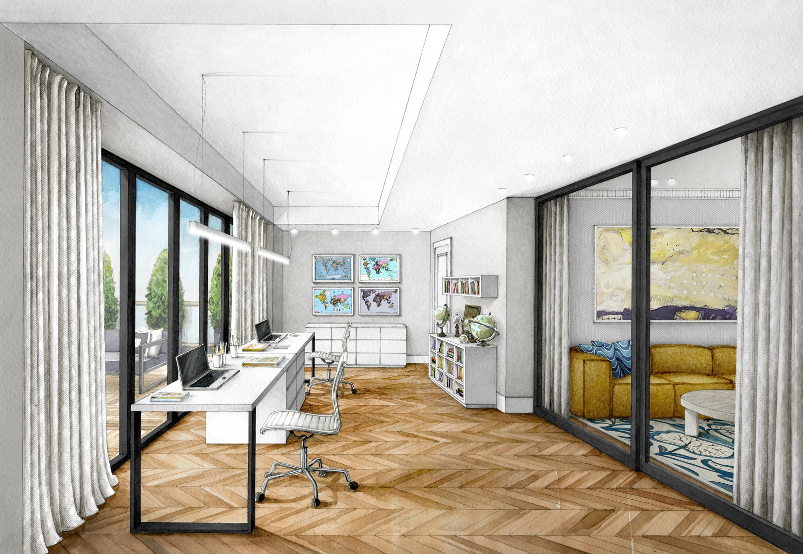 Эскизный проект квартиры в Казани для дизайн-студии Марины Кочеровой