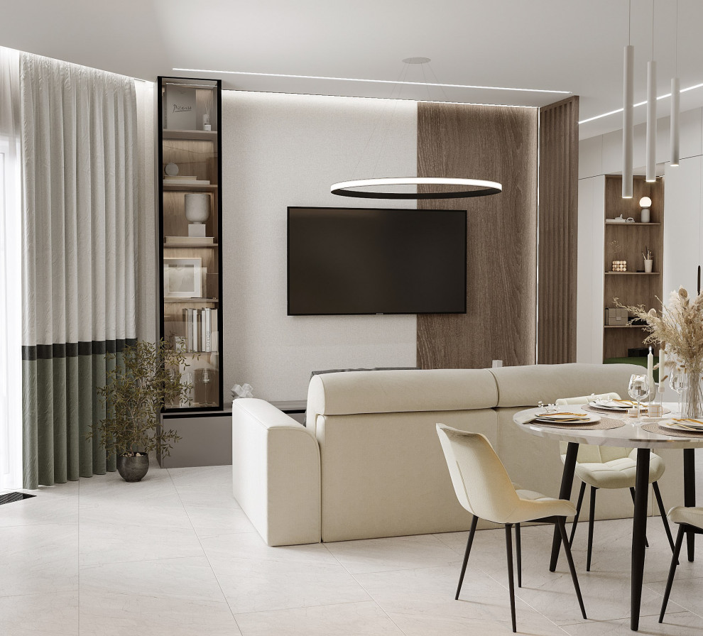 Обложка проекта: Эскизный дизайн-проект прихожей и кухни-гостиной в большой квартире.