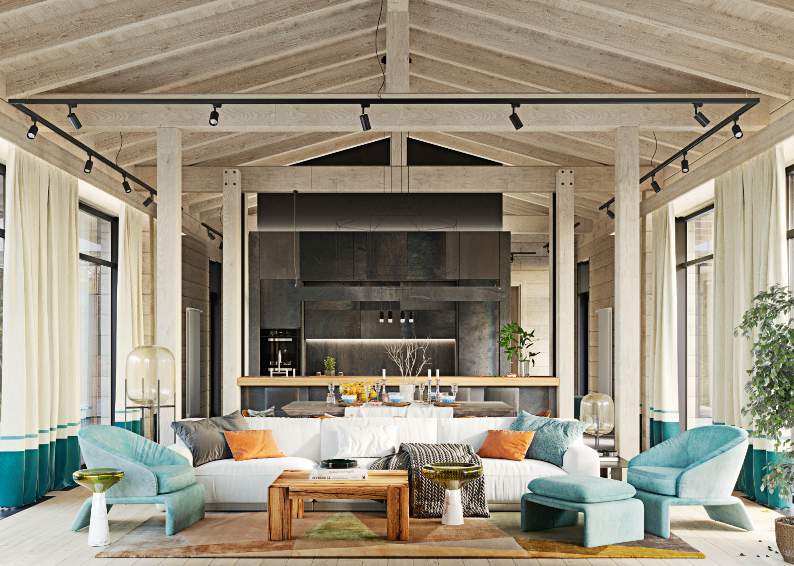 Яркий интерьер дачи на Дубровке