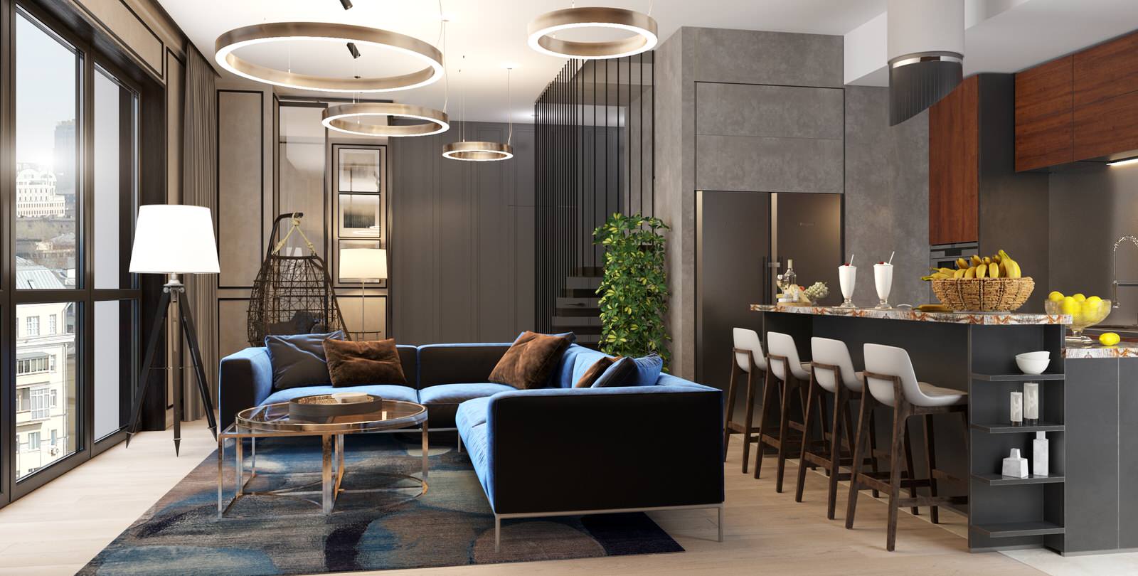 Interiors of private flat at housing complex Monodom