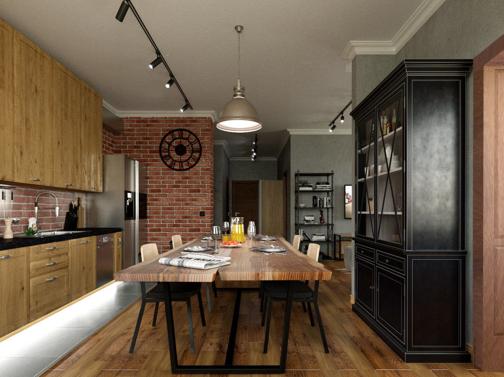 кухня-столовая с гостинной