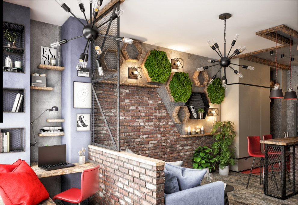 Квартира-студия 37м2 для молодой семьи в стиле Лофт