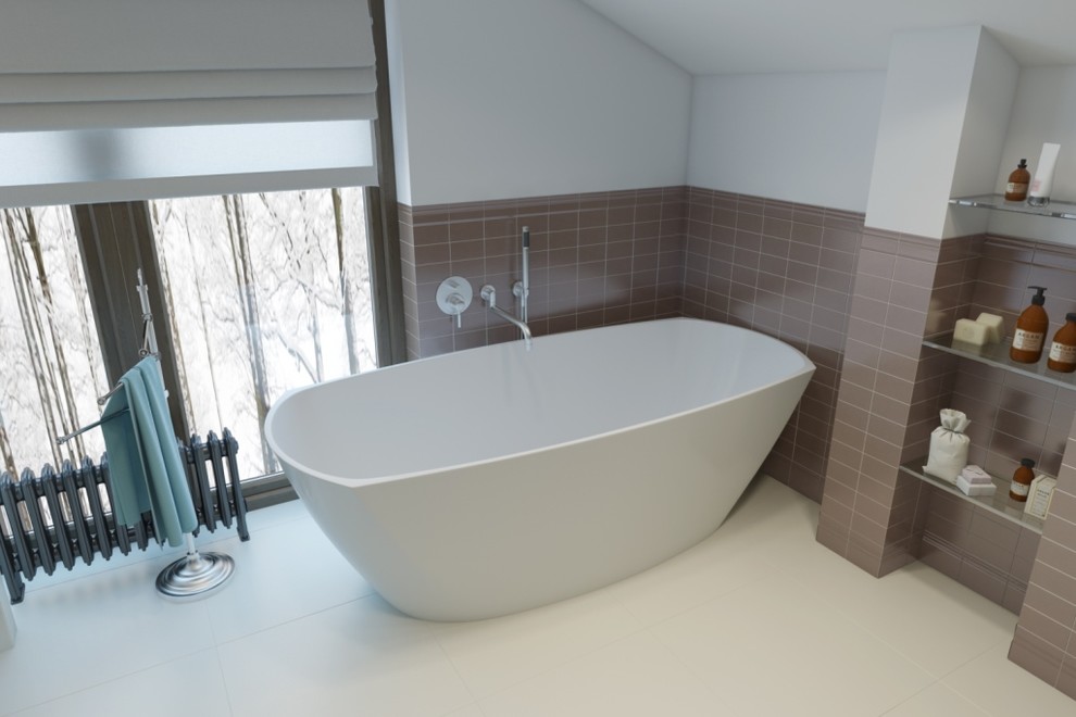 Отдельностоящая овальная ванна