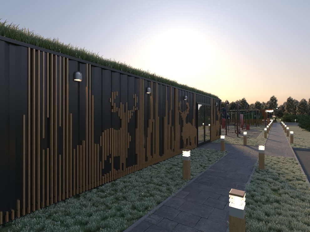 Досуговая зона из морских контейнеров при КП