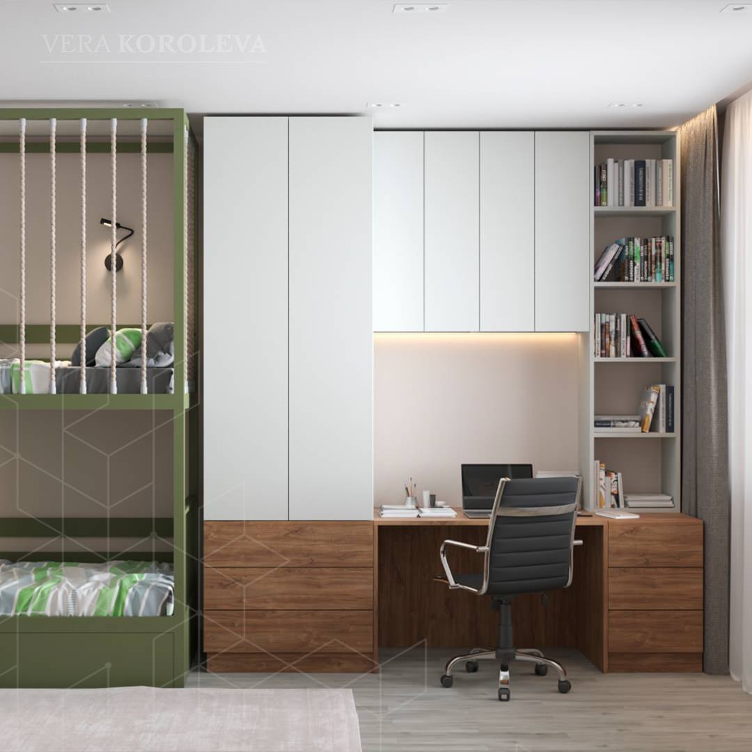 Дизайн-проект двухкомнатной  квартиры для семьи с детьми в ЖК "Модум"