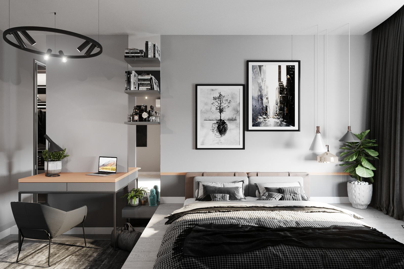 Квартира для холостяка с одной спальней и кухней-гостиной