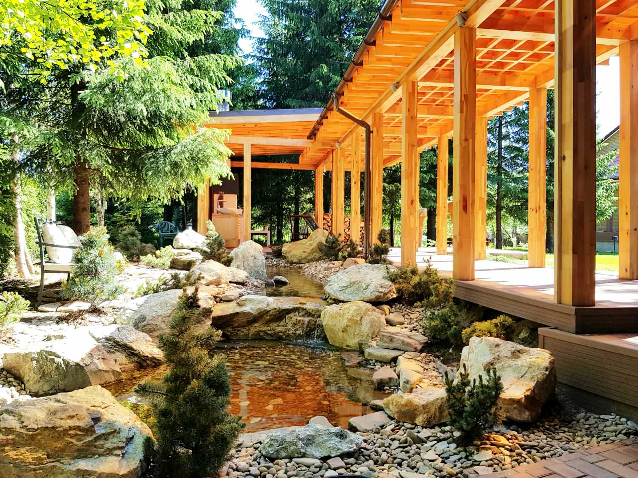 Декоративный ручей в п. Агалатово